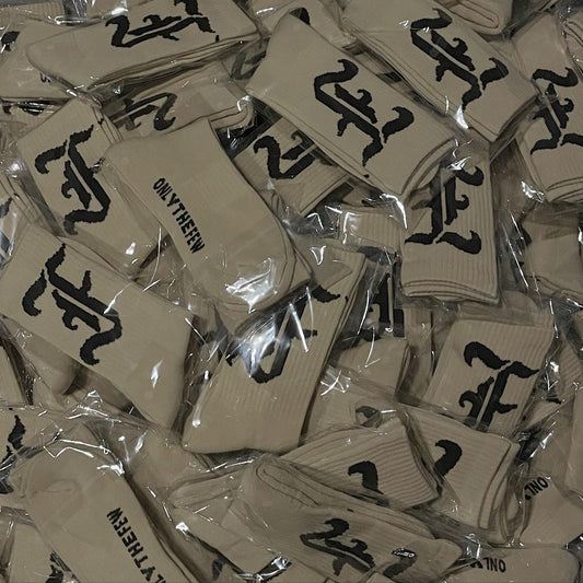 F LOGO SOCKS - TAN/BROWN