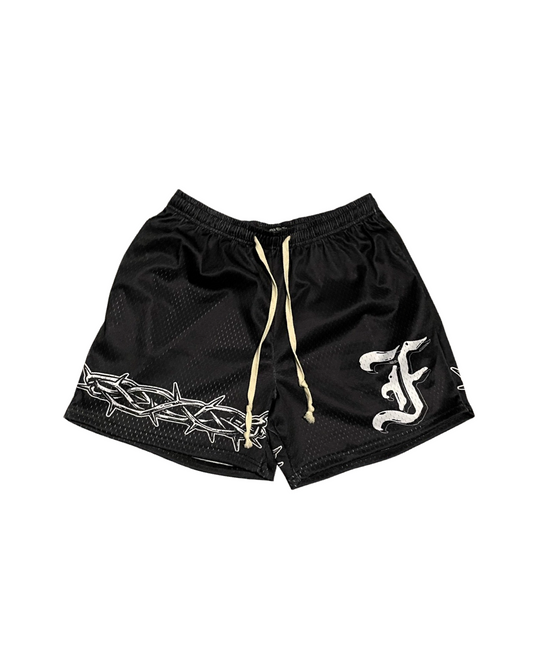 ‘CROWN OF THORNS’ MESH SHORTS - BLACK